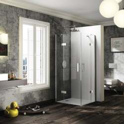 Solva Kare ve Dikdörtgen İki Sabit Cam İki Menteşeli Kapı Duş Teknesi Üstü Duşakabin - HÜPPE