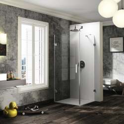 Solva Minimal Bir Menteşeli Kapı Duş Teknesi Üstü Yan Panelli Duşakabin - HÜPPE