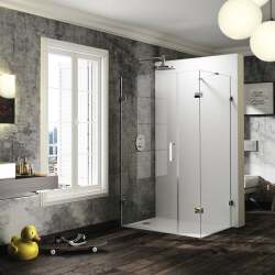 Solva Minimal Bir Sabit Cam Bir Menteşeli Kapı Duş Teknesi Üstü Yan Panelli Duşakabin - HÜPPE