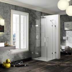 Solva Minimal Kare ve Dikdörtgen İki Sabit Cam İki Menteşeli Kap Duş Teknesi Üstü Duşakabin - HÜPPE