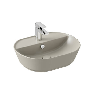 VitrA Geo Oval Tezgah Üstü Lavabo Mat Bej, 55 cm - 1