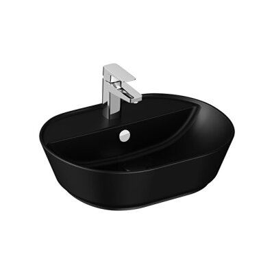 VitrA Geo Oval Tezgah Üstü Lavabo Mat Siyah, 55 cm - 1