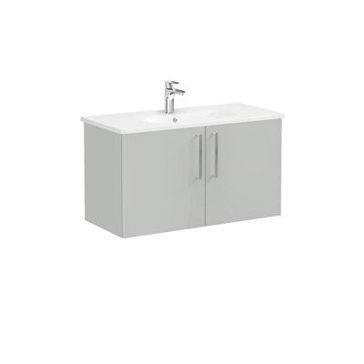 VitrA Root Flat 100 cm Parlak İnci Grisi Lavabo Alt Dolabı - 1