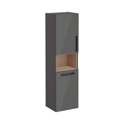 VitrA Root Flat 40 cm Çamaşır Sepetli Parlak Antrasit Boy Dolabı - 1