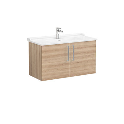 VitrA Root Flat Kapaklı 100 cm Doğal Meşe Lavabo Alt Dolabı - 1