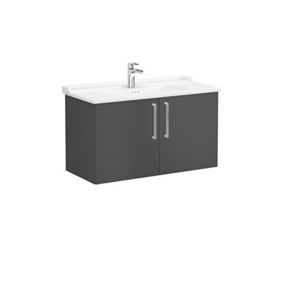 VitrA Root Flat Kapaklı 100 cm Mat Fırtına Gri Lavabo Alt Dolabı - 1