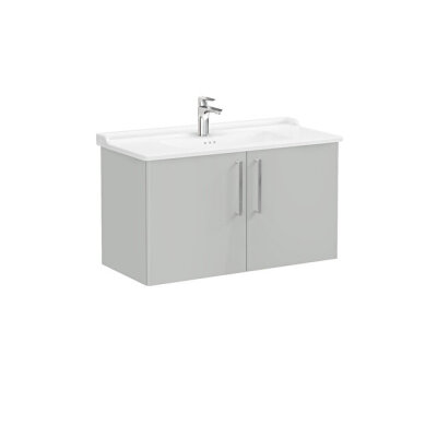 VitrA Root Flat Kapaklı 100 cm Parlak İnci Grisi Lavabo Alt Dolabı - 1