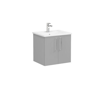 VitrA Root Kapaklı 60 cm Mat Kaya Gri Köşe Lavabolu Lavabo Alt Dolabı - 1