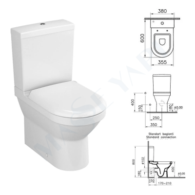 Vitra S50 Rim-ex Duvara Tam Dayalı Klozet Seti(Klozet+ Rezervuar+Kapak+İçset) - 2