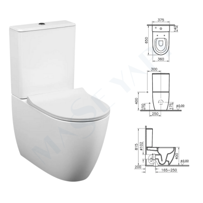 Vitra Sento Rim-ex Kanalsız Duvara Tam Dayalı Klozet Seti(Klozet+ Rezervuar+Kapak+İçset) - 2