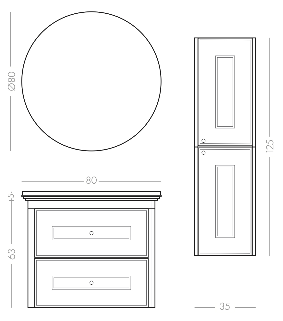 WEST Tierra 65 Cm Banyo dolabı takımı Ayna + Lavabo Dahil - 4