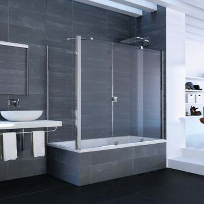 Xtensa Sürgülü Tek Kapılı İki Duvar Arası Tekne Üstü Cam Duşakabin - K1S2 T - 1