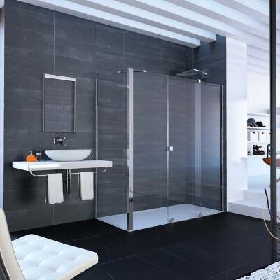 Xtensa Sürgülü Tek Kapılı İki Duvar Arası Tekne Üstü Cam Duşakabin - K1S2 T - 2